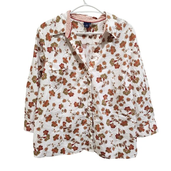 Basic Editions Women's Floral Shirt Size 2XL 3/4 Sleeve Button Up - Picture 1 of 11